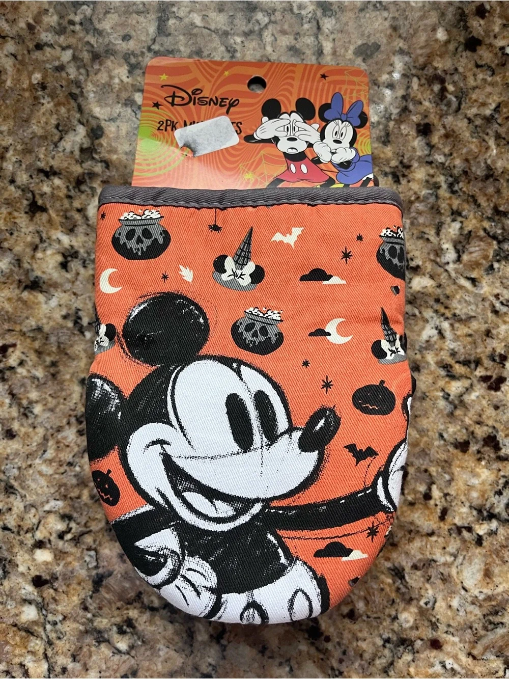 Disney Orange & Black Mickey Mouse Halloween Oven Mitt Set
